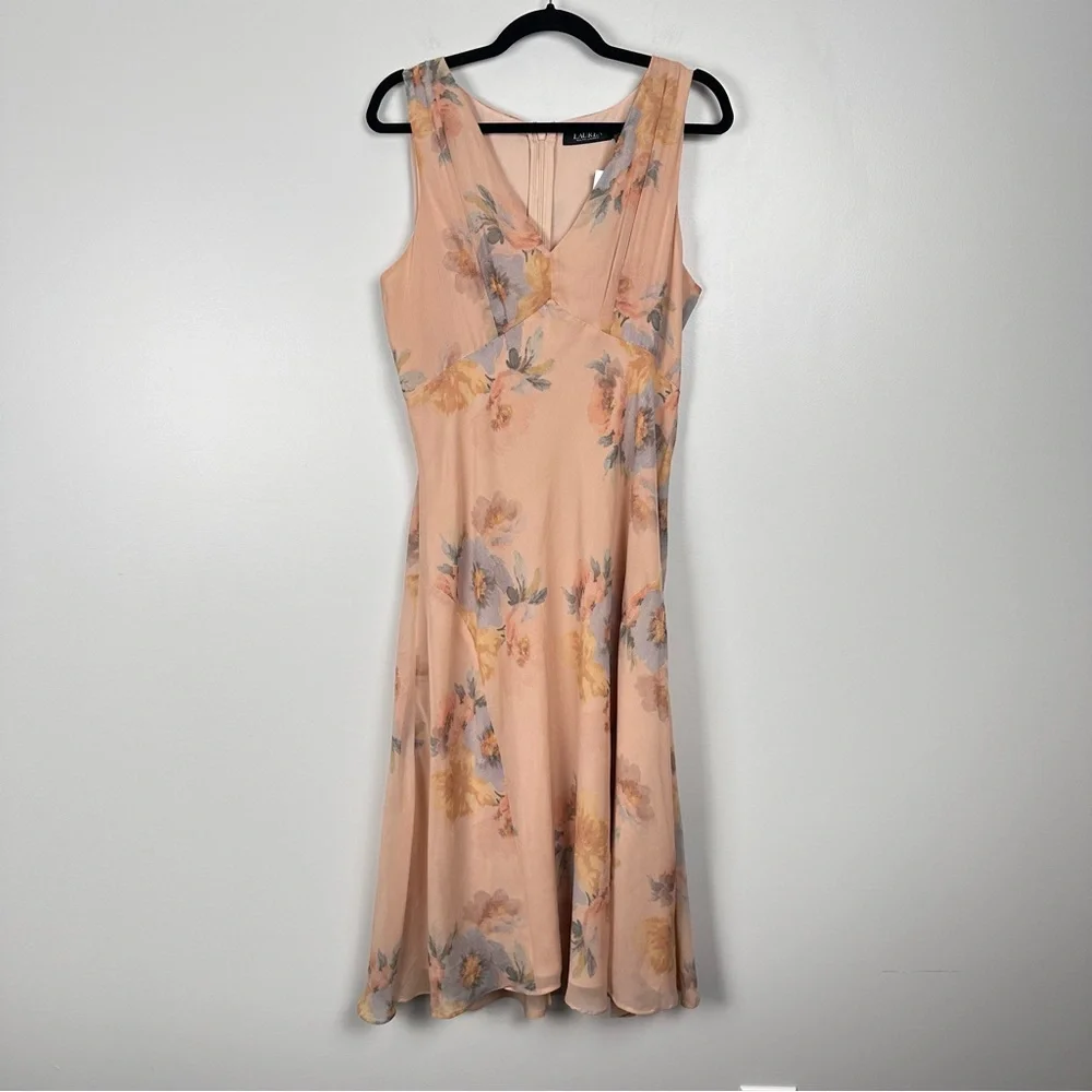 Lauren Women's Ralph Lauren Floral Crinkled Georgette Dress Size 12 NEW - Picture 3 of 8